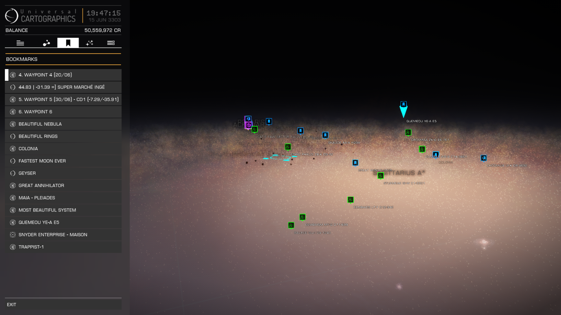 Petit aperçu de la carte galactique, pour vous situer ;)