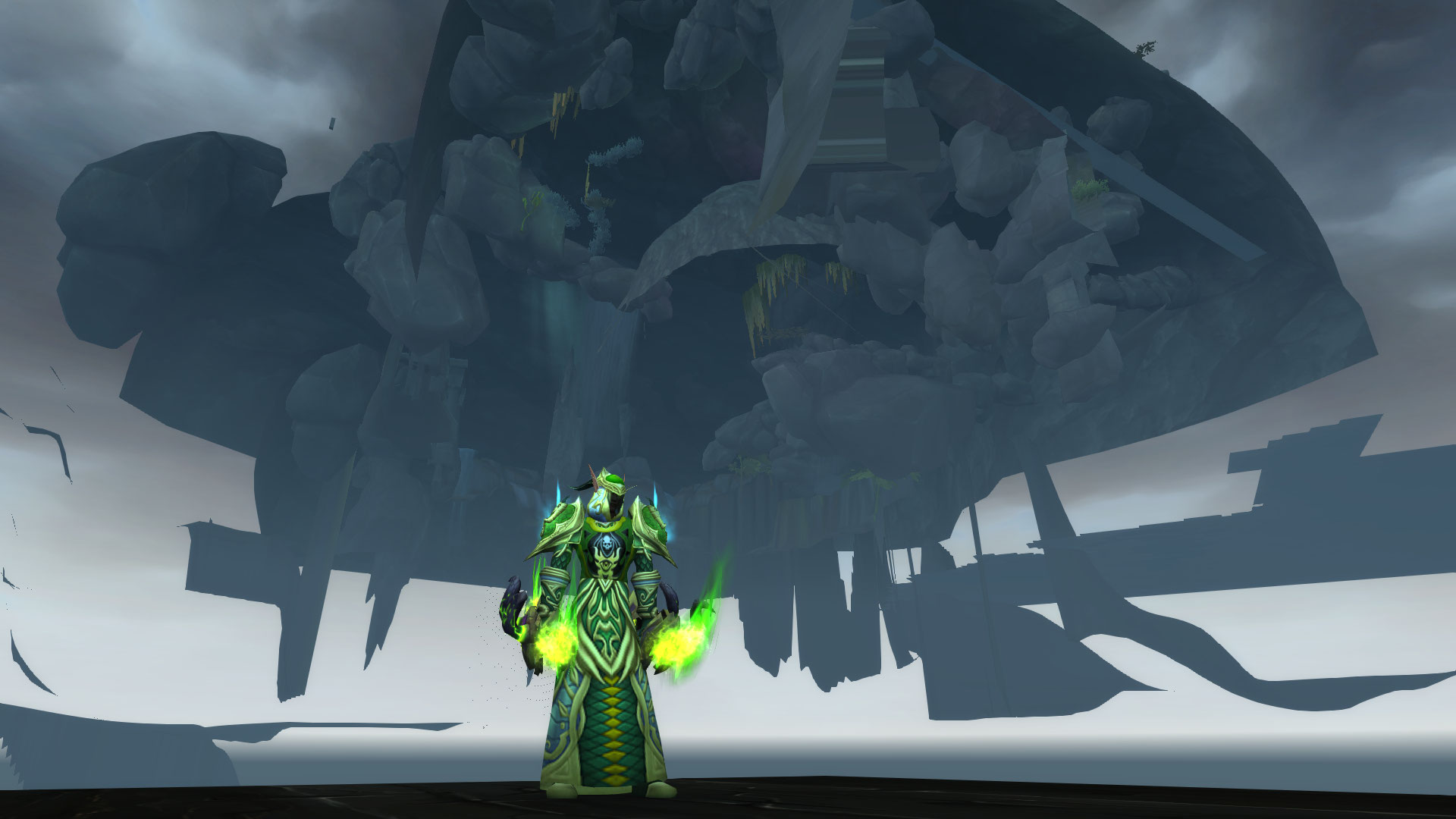 Une vue du dessous de la zone, sur le cube sous la map.