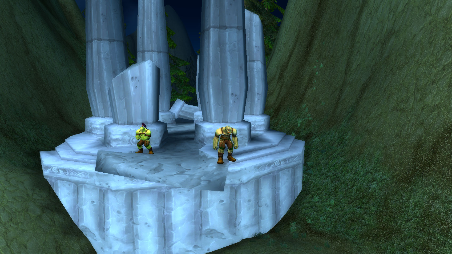 Le Mont Hyjal, au bord, je suis tombé par erreur après ce screen, Manwë a fait ses abdos grâce à moi.