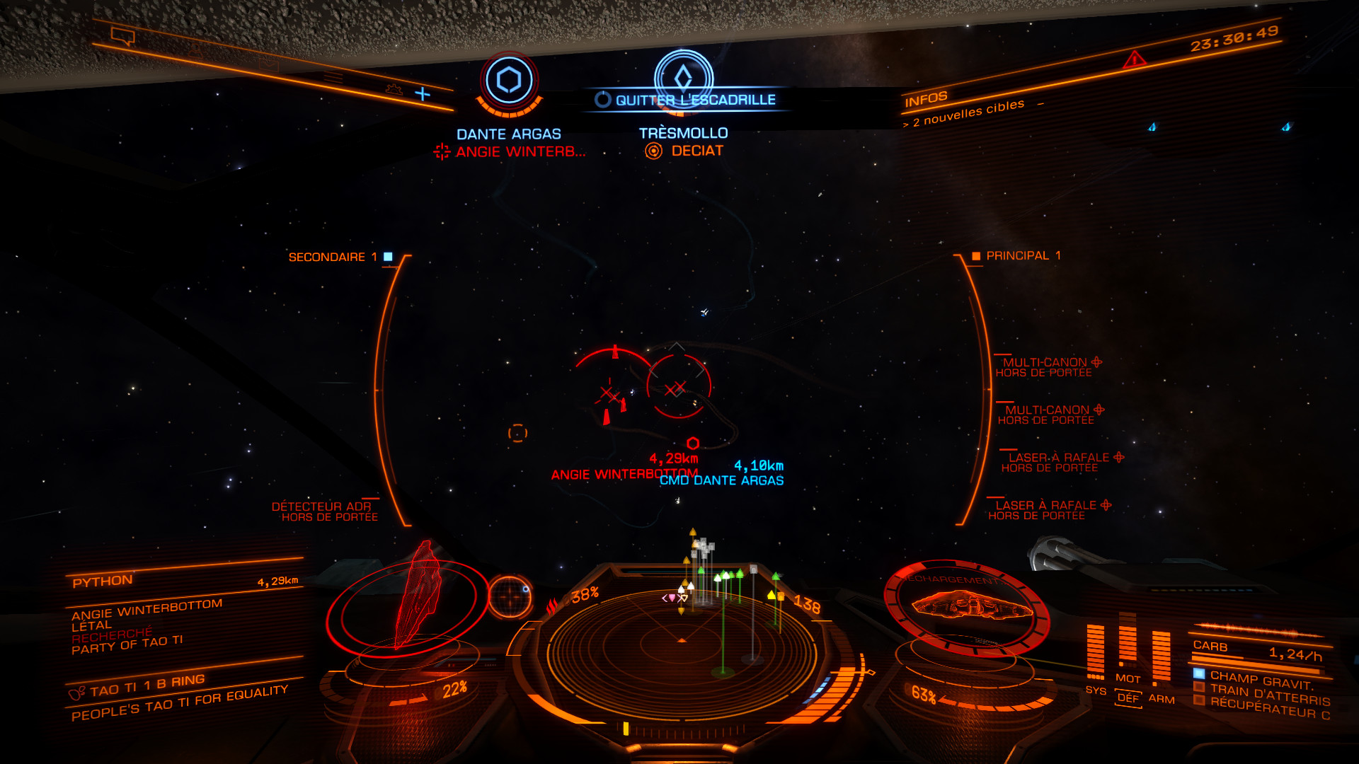Le criminel le plus dangereux que nous avons eu à affronter. C'était une coriace !<br />(NB: Oui, mon UI bug; &quot;Quitter l'escadrille&quot; ne devrait pas être affiché :D)