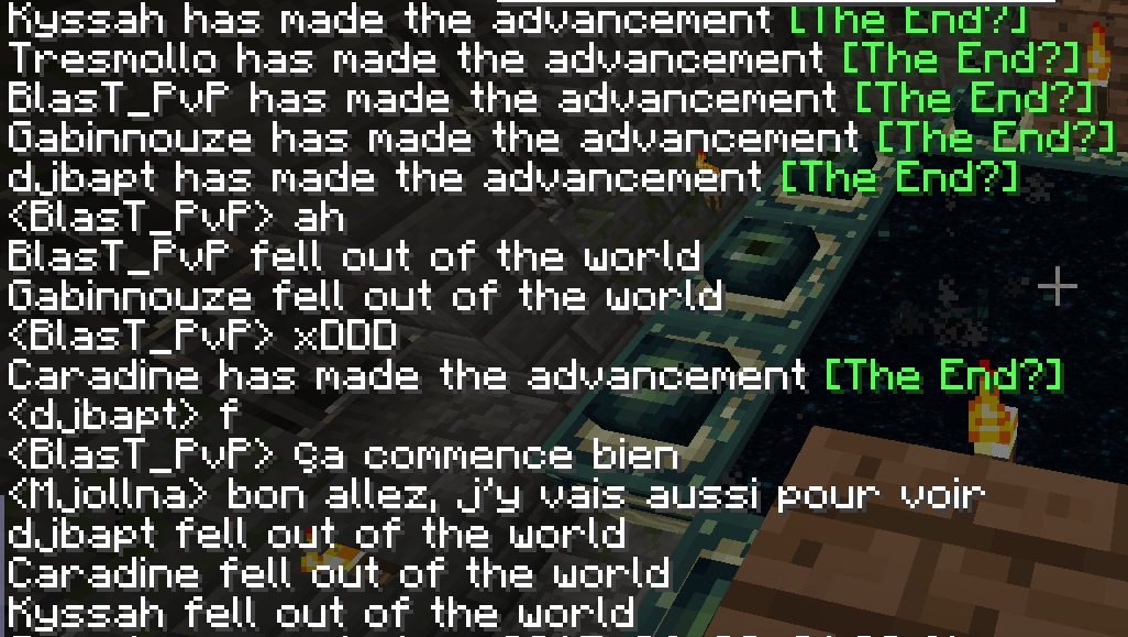 L'arrivée dans l'End est tumultueuse :D