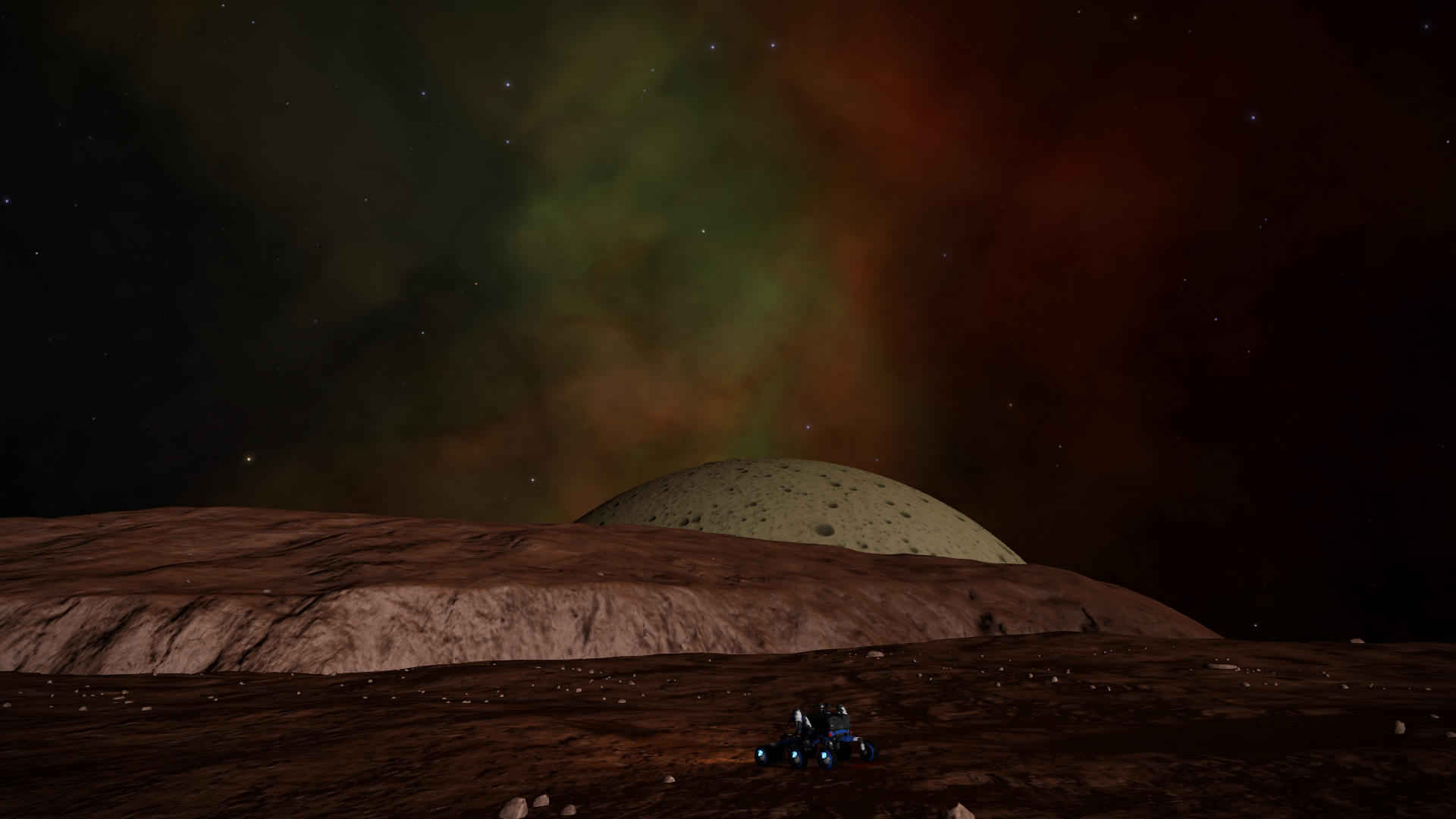 Couché de &quot;lune&quot; sur fond de nébuleuse