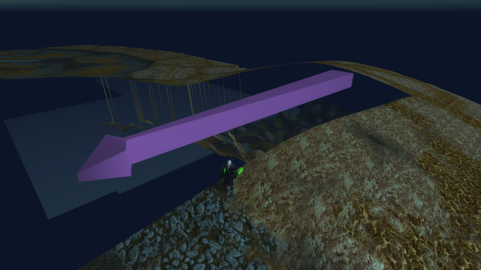 Flèche rose au dessus de Scholomance.