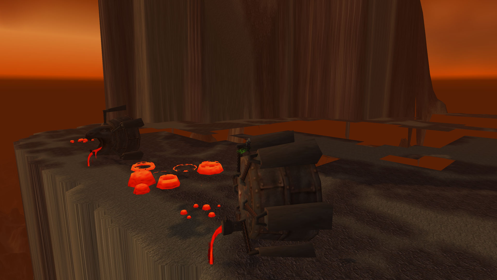 Fontaine de lave à l'extérieur de l'instance.