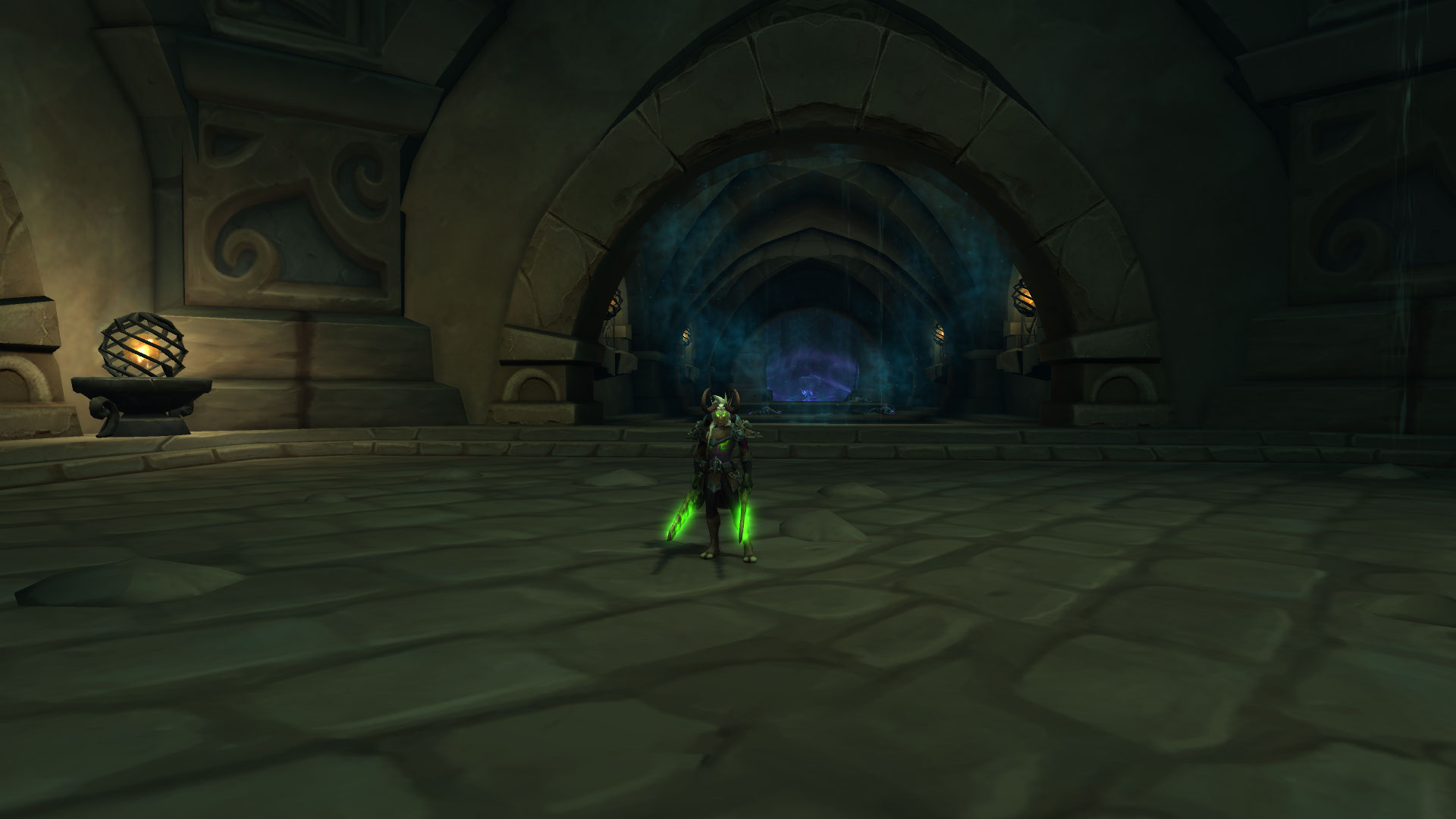 Derrière le portail de l'instance.