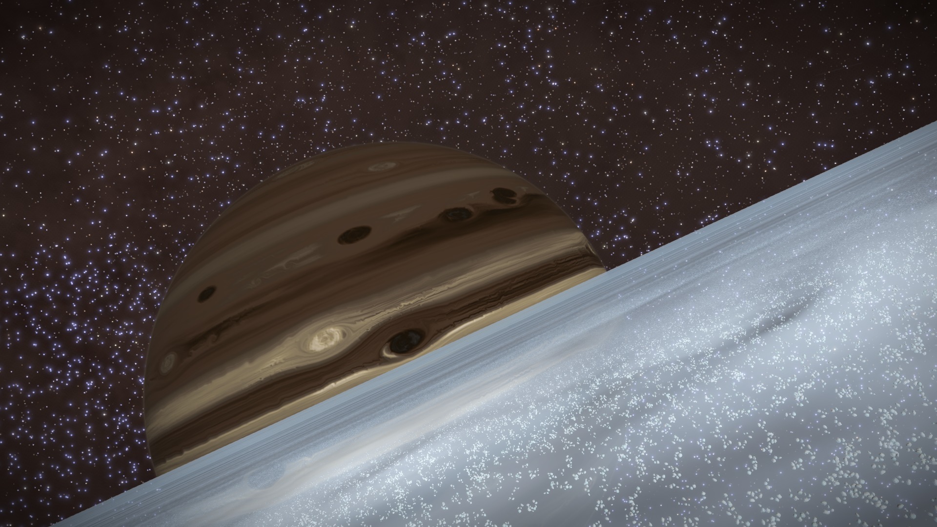 Gros plan sur une géante et ses anneaux